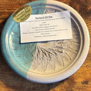 Artisan Val Neumann Ceramic Garlic Grater & Oil Dipping Plate